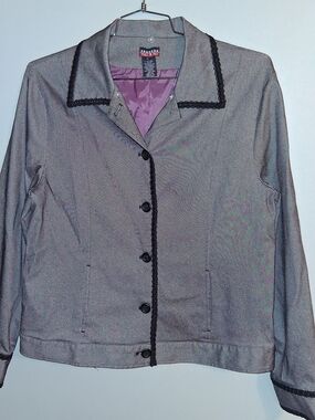 mac & jac Gray Blazer with Black Trim